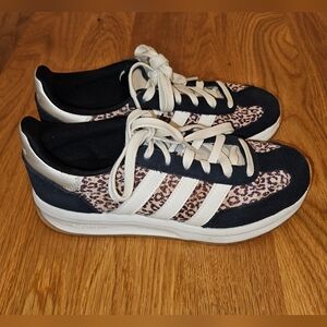 Adidas Women's 6, Black, Cream & Gold Leopard Print Sneakers